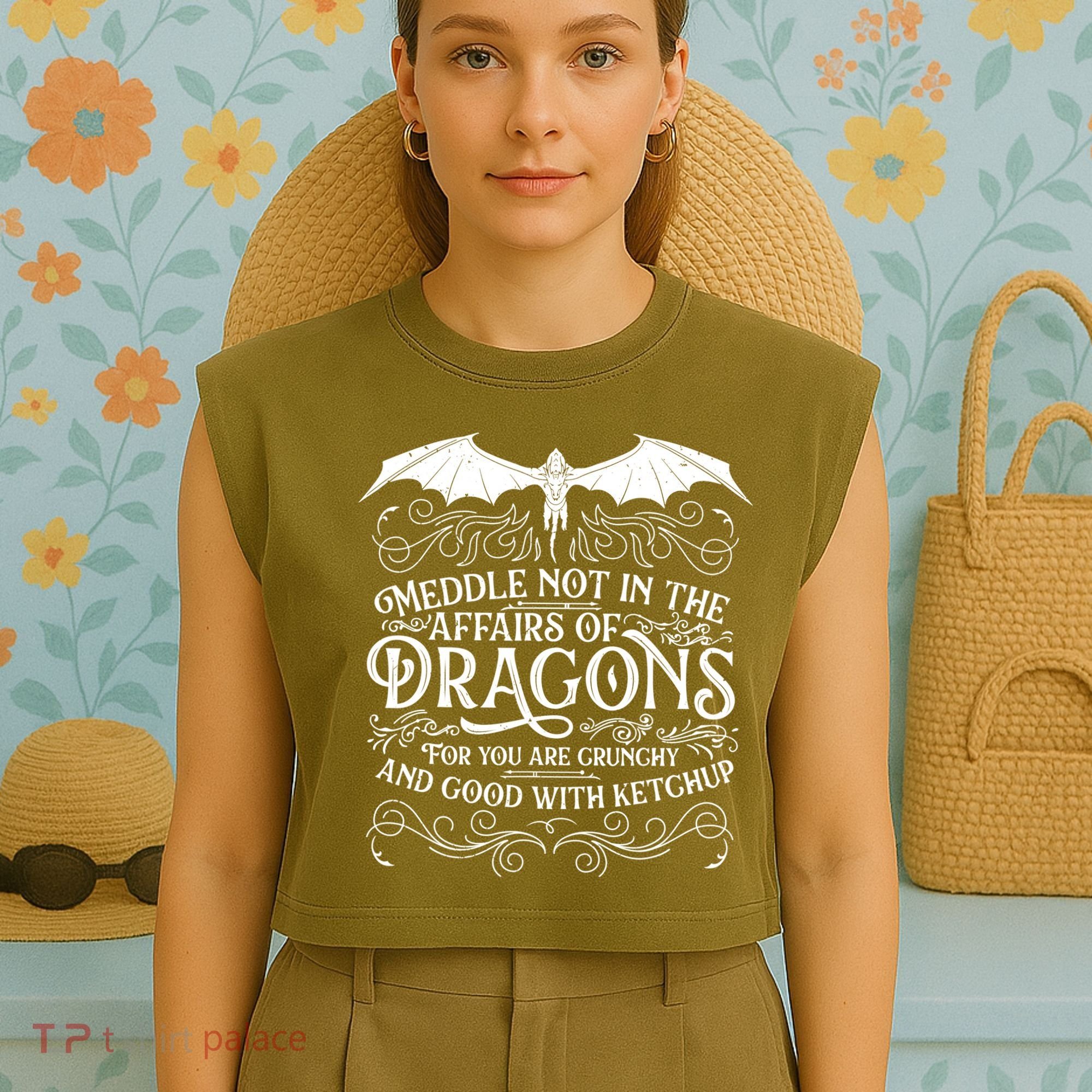 Meddle Not Affairs Dragons Tshirt, Mens Dragon TShirt Garment-Dyed Women's Muscle Tee
