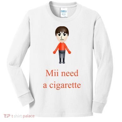 Mii Need A Cigarette Kids Long Sleeve Shirt