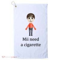 Mii Need A Cigarette Funny Golf Towel thumb 0