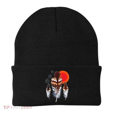 Mama Native American Women Bear Feathers Paws Beanie