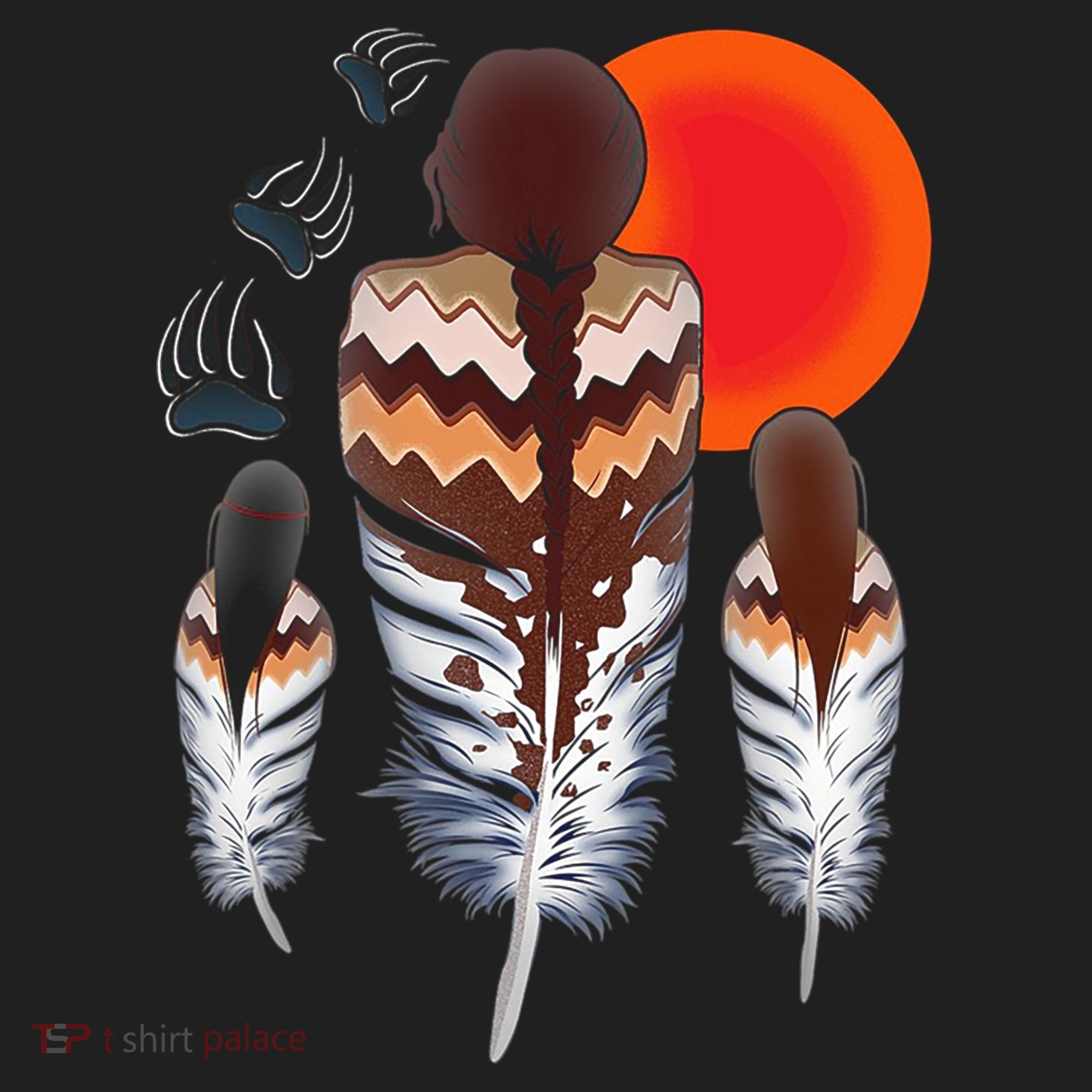 Mama Native American Women Bear Feathers Paws Beanie