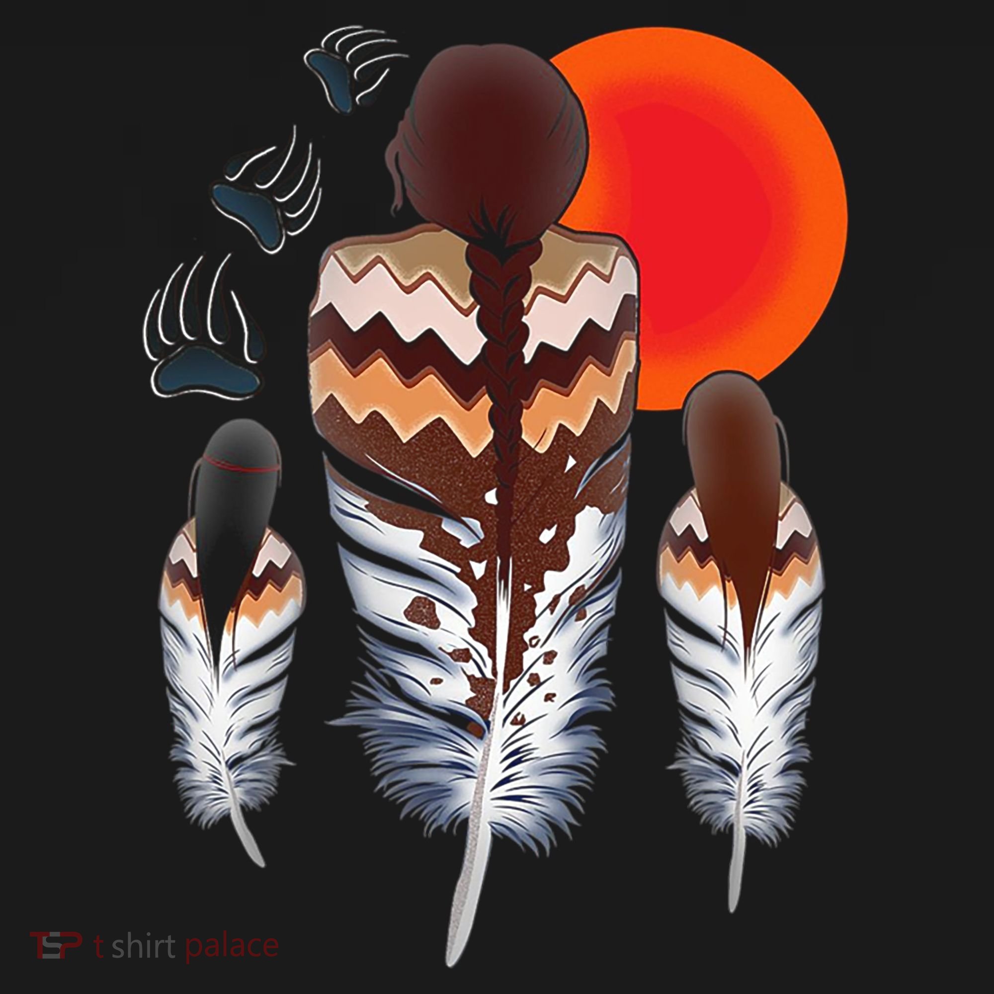 Mama Native American Women Bear Feathers Paws Pajama Set