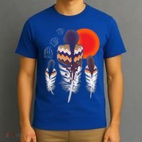 Mama Native American Women Bear Feathers Paws T-Shirt thumb 3