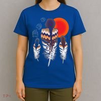 Mama Native American Women Bear Feathers Paws T-Shirt thumb 4