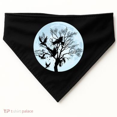 Moonlight Night Black Crow Forest Animal Bird Raven USA-Made Doggie Bandana