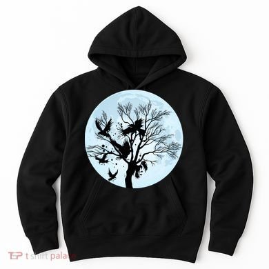 Moonlight Night Black Crow Forest Animal Bird Raven Hoodie