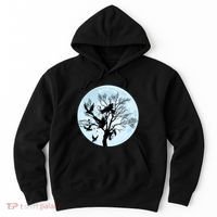Moonlight Night Black Crow Forest Animal Bird Raven Hoodie thumb 0
