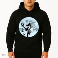 Moonlight Night Black Crow Forest Animal Bird Raven Hoodie thumb 2