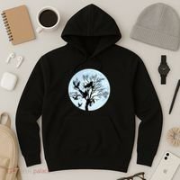 Moonlight Night Black Crow Forest Animal Bird Raven Hoodie thumb 3