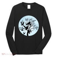 Moonlight Night Black Crow Forest Animal Bird Raven Long Sleeve Shirt thumb 0