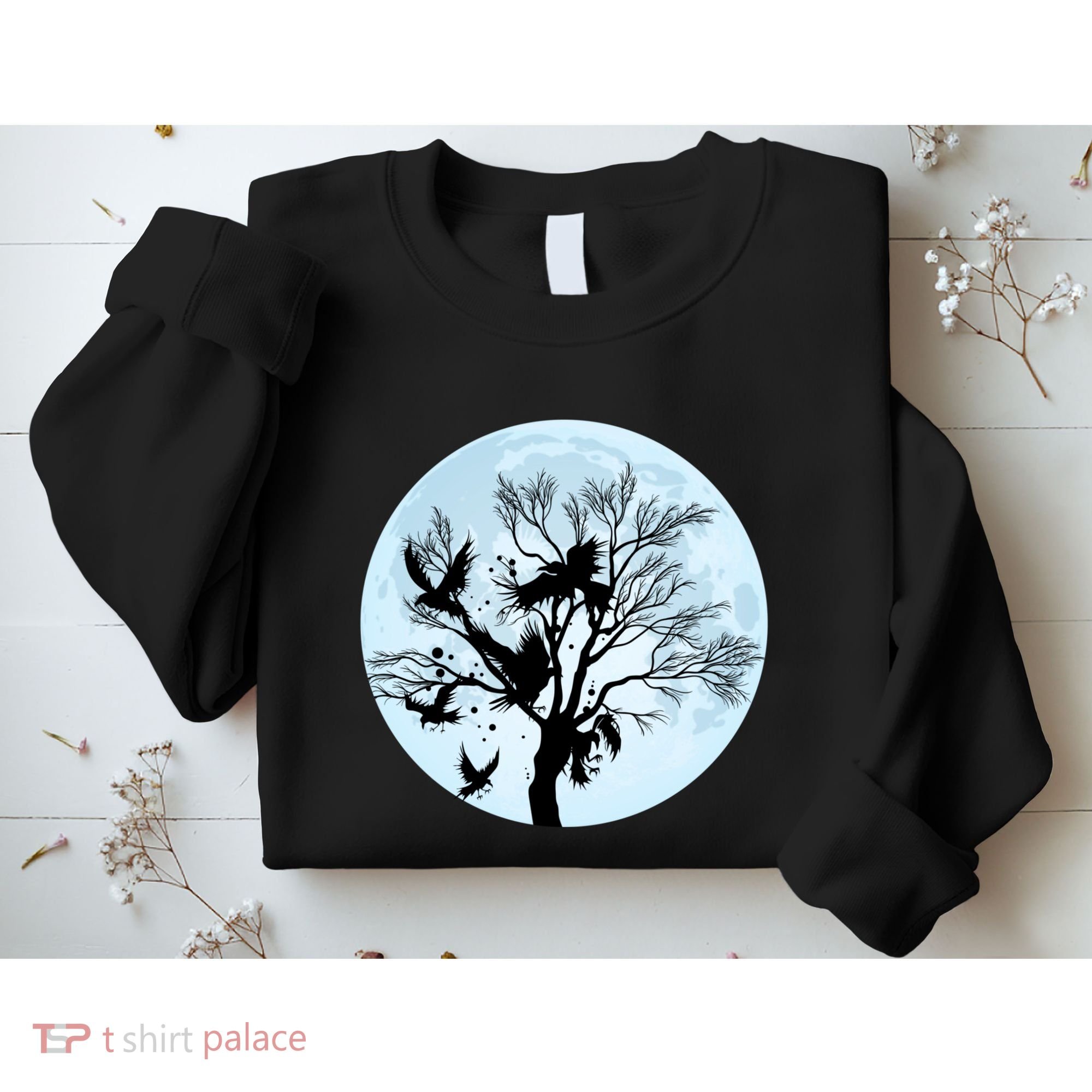 Moonlight Night Black Crow Forest Animal Bird Raven Sweatshirt