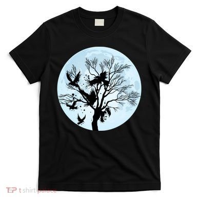 Moonlight Night Black Crow Forest Animal Bird Raven T-Shirt