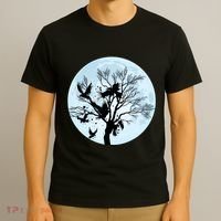 Moonlight Night Black Crow Forest Animal Bird Raven T-Shirt thumb 3
