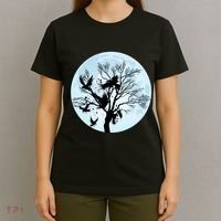 Moonlight Night Black Crow Forest Animal Bird Raven T-Shirt thumb 4