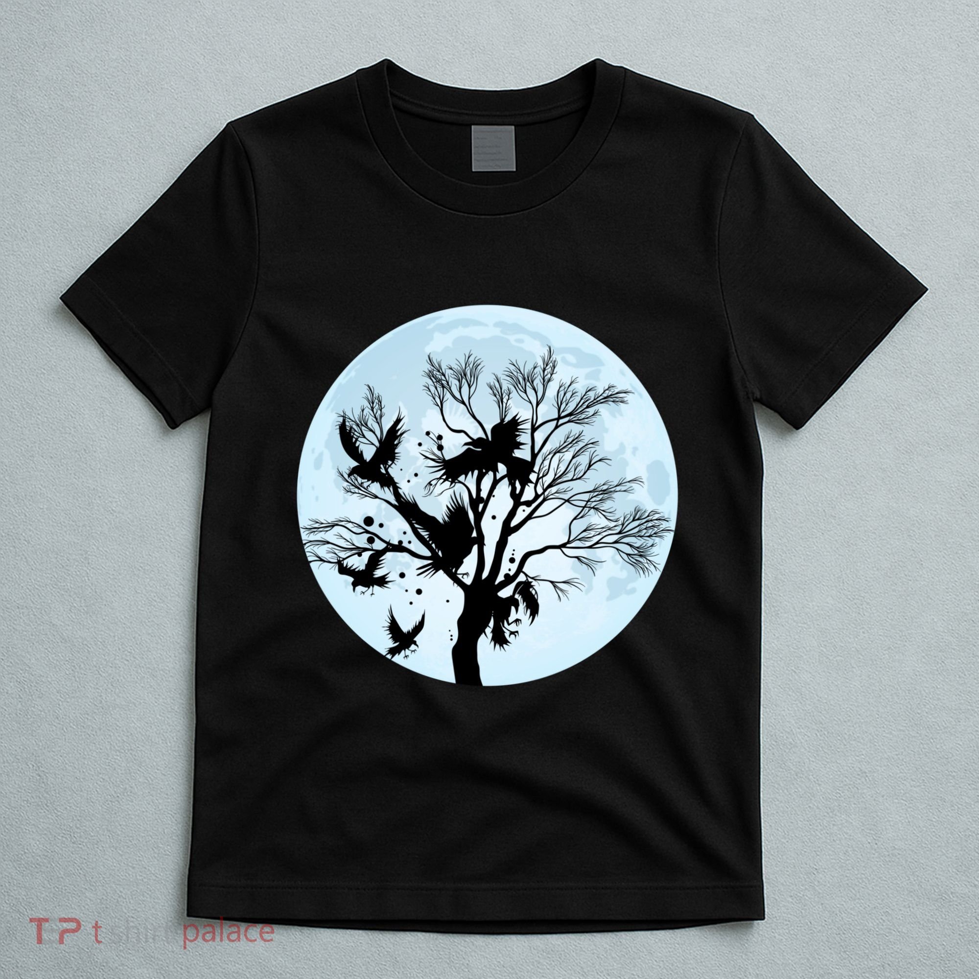 Moonlight Night Black Crow Forest Animal Bird Raven T-Shirt