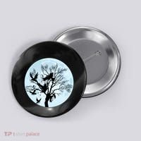 Moonlight Night Black Crow Forest Animal Bird Raven Button thumb 0