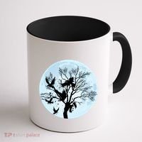 Moonlight Night Black Crow Forest Animal Bird Raven Coffee Mug thumb 1