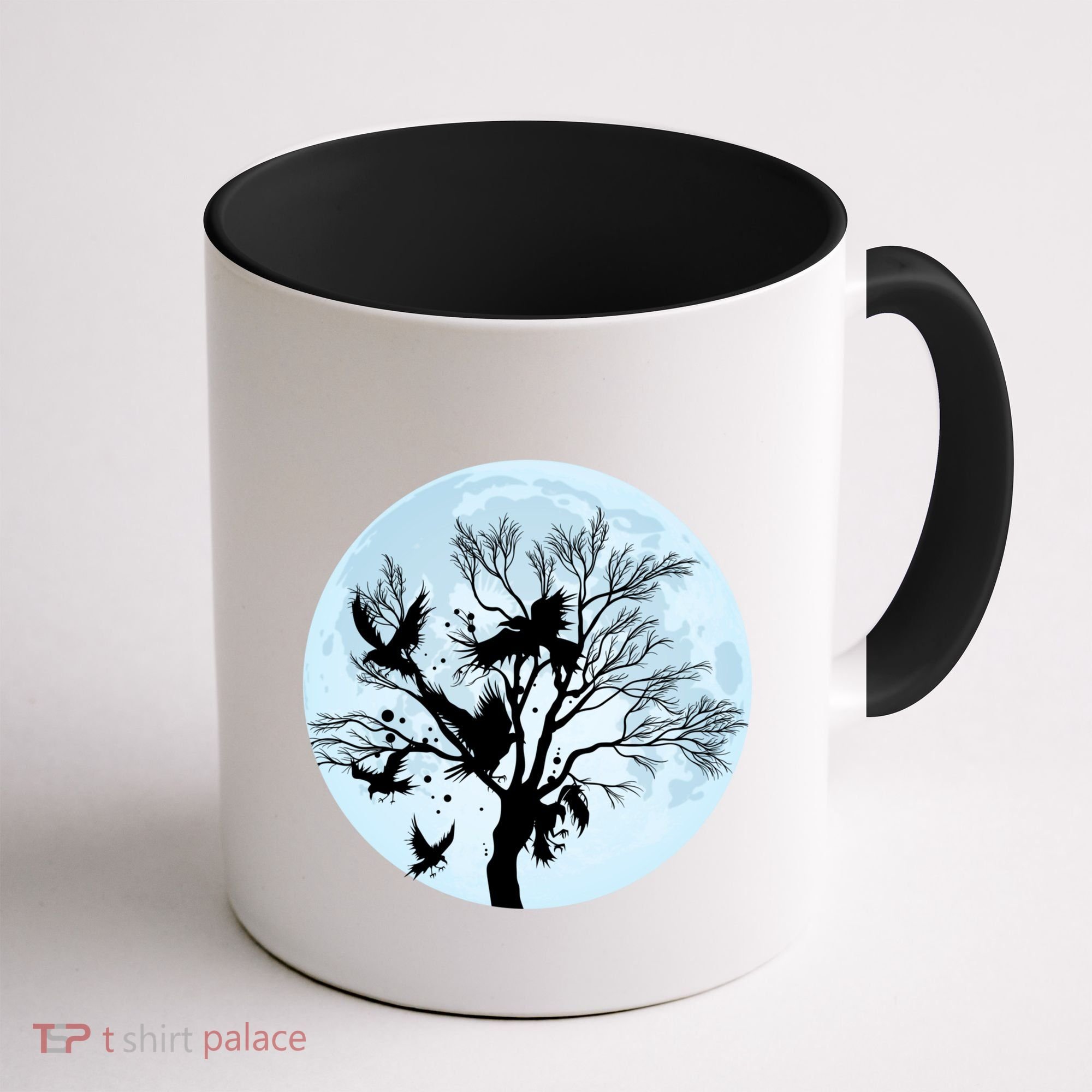 Moonlight Night Black Crow Forest Animal Bird Raven Coffee Mug