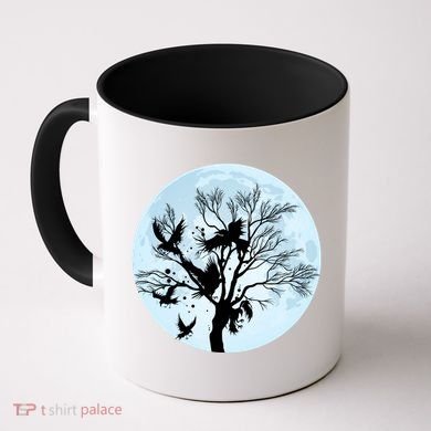 Moonlight Night Black Crow Forest Animal Bird Raven Coffee Mug