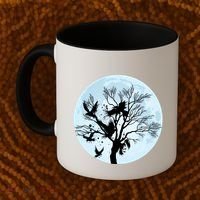 Moonlight Night Black Crow Forest Animal Bird Raven Coffee Mug thumb 2