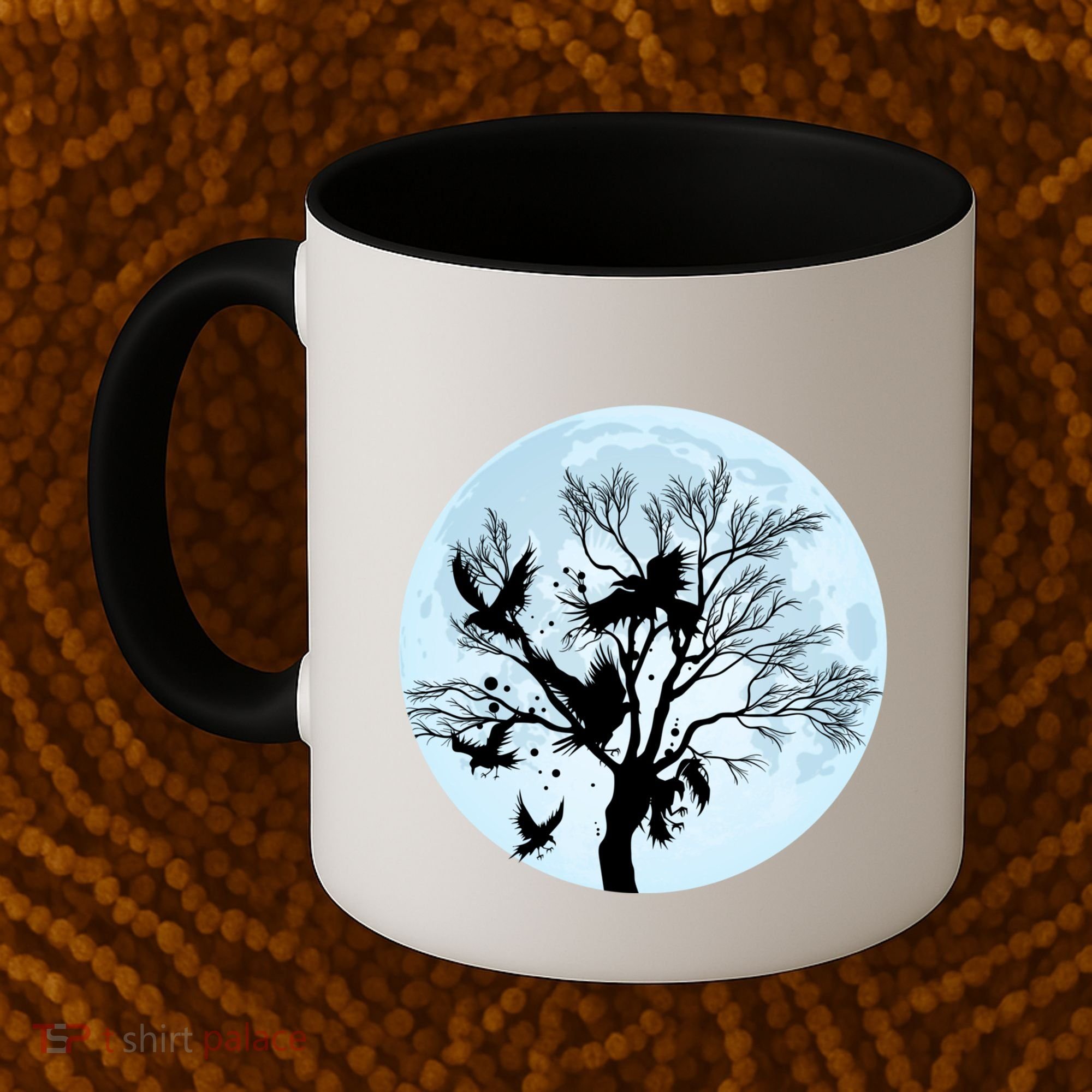 Moonlight Night Black Crow Forest Animal Bird Raven Coffee Mug