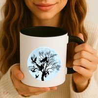Moonlight Night Black Crow Forest Animal Bird Raven Coffee Mug thumb 3