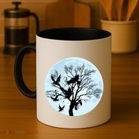 Moonlight Night Black Crow Forest Animal Bird Raven Coffee Mug thumb 4