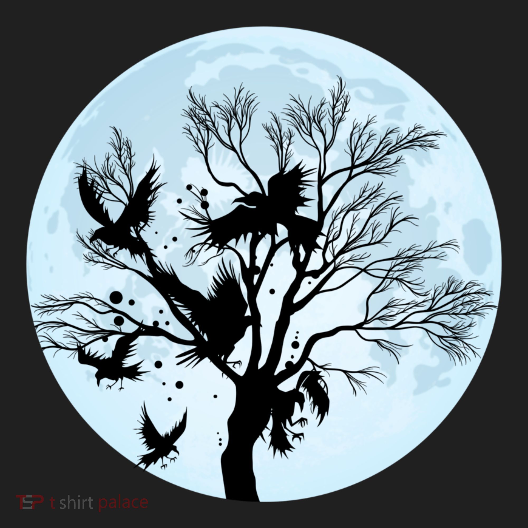 Moonlight Night Black Crow Forest Animal Bird Raven Beanie
