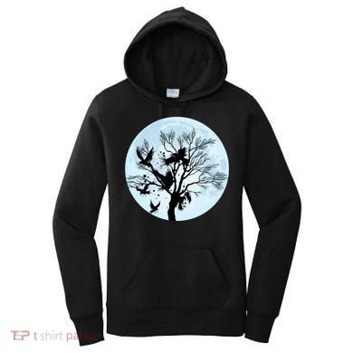 Moonlight Night Black Crow Forest Animal Bird Raven Women's Hoodie