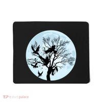 Moonlight Night Black Crow Forest Animal Bird Raven Mousepad thumb 0
