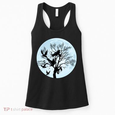 Moonlight Night Black Crow Forest Animal Bird Raven Women's Tank Top