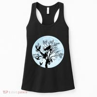 Moonlight Night Black Crow Forest Animal Bird Raven Women's Tank Top thumb 0