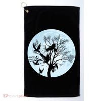 Moonlight Night Black Crow Forest Animal Bird Raven Golf Towel thumb 0