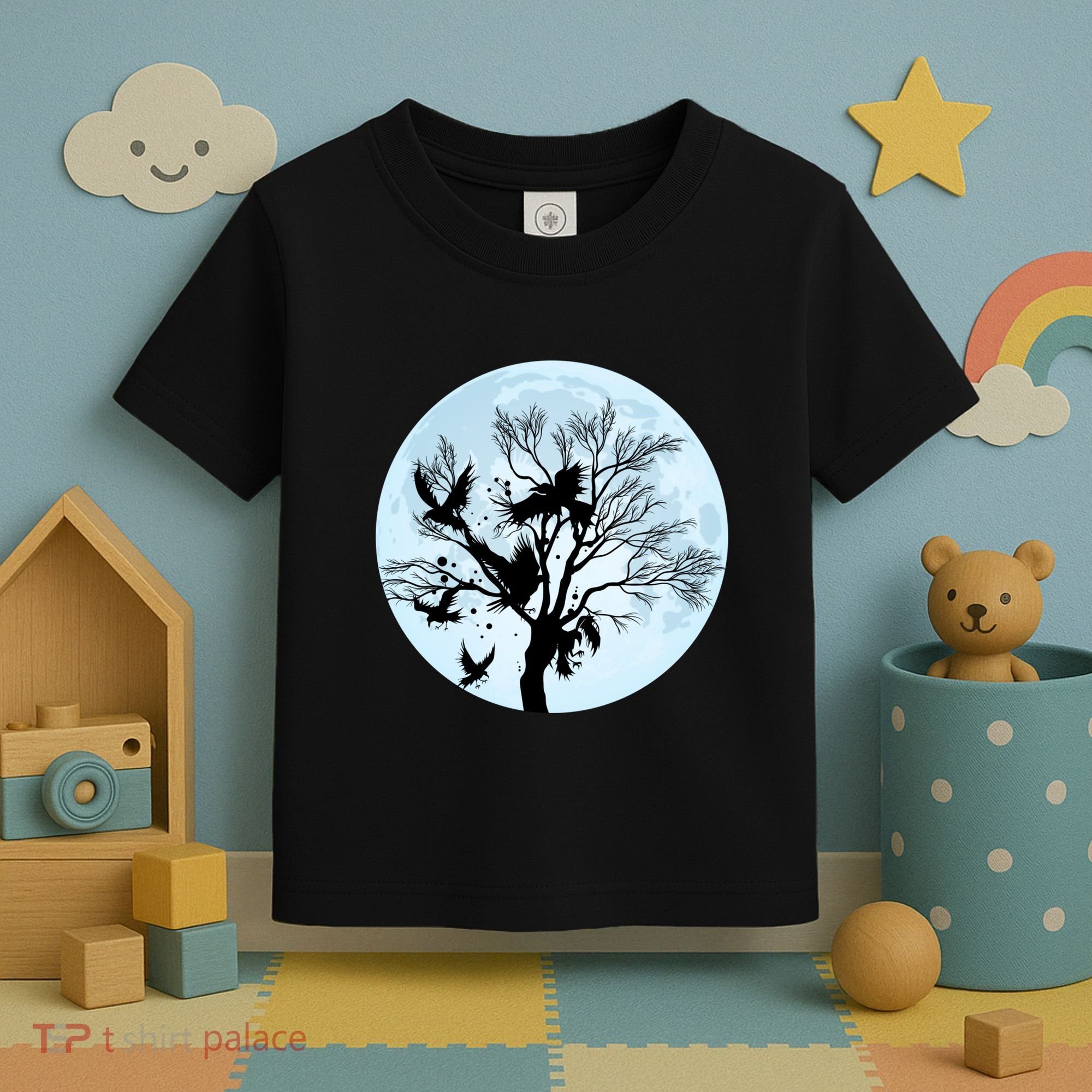 Moonlight Night Black Crow Forest Animal Bird Raven Toddler T-Shirt