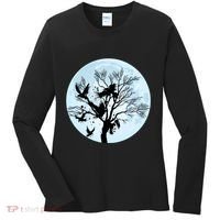 Moonlight Night Black Crow Forest Animal Bird Raven Women's Long Sleeve Shirt thumb 0