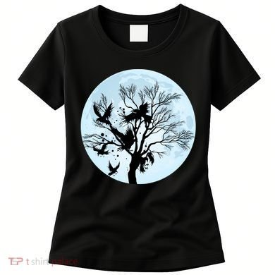Moonlight Night Black Crow Forest Animal Bird Raven Women's T-Shirt