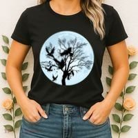 Moonlight Night Black Crow Forest Animal Bird Raven Women's T-Shirt thumb 2
