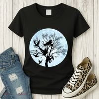 Moonlight Night Black Crow Forest Animal Bird Raven Women's T-Shirt thumb 3