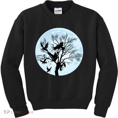 Moonlight Night Black Crow Forest Animal Bird Raven Kids Sweatshirt