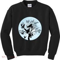 Moonlight Night Black Crow Forest Animal Bird Raven Kids Sweatshirt thumb 0