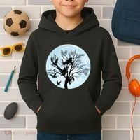 Moonlight Night Black Crow Forest Animal Bird Raven Kids Hoodie thumb 2