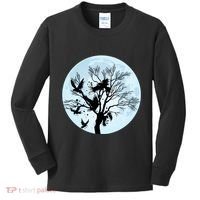Moonlight Night Black Crow Forest Animal Bird Raven Kids Long Sleeve Shirt thumb 0