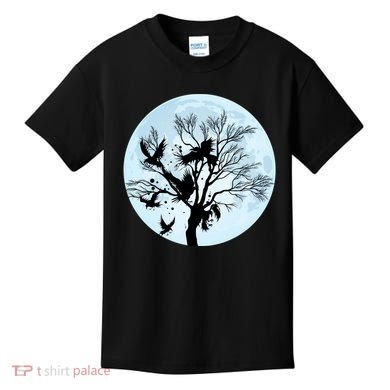 Moonlight Night Black Crow Forest Animal Bird Raven Kids T-Shirt