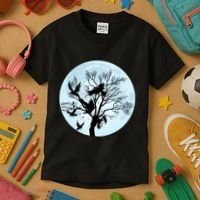 Moonlight Night Black Crow Forest Animal Bird Raven Kids T-Shirt thumb 3