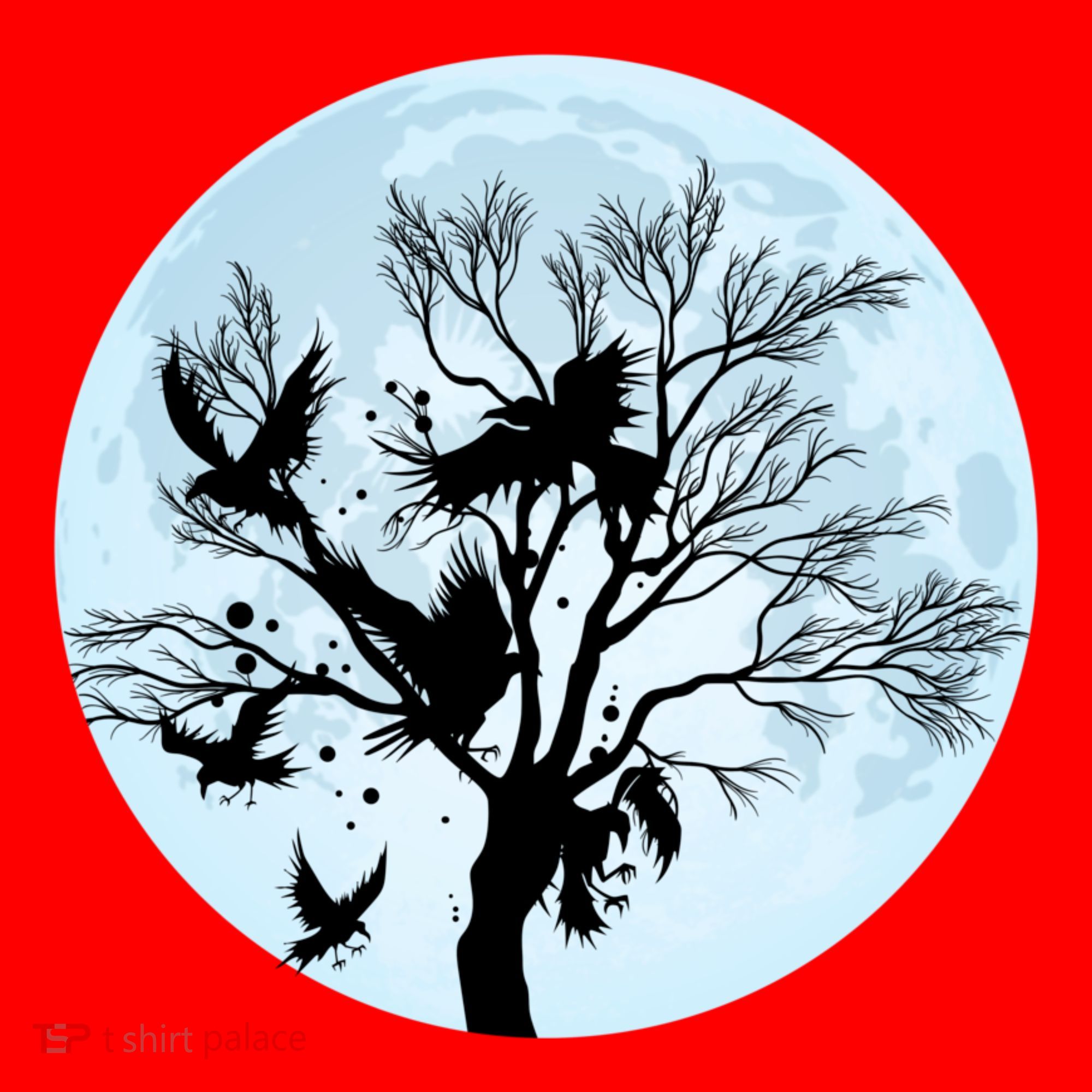 Moonlight Night Black Crow Forest Animal Bird Raven Santa Hat
