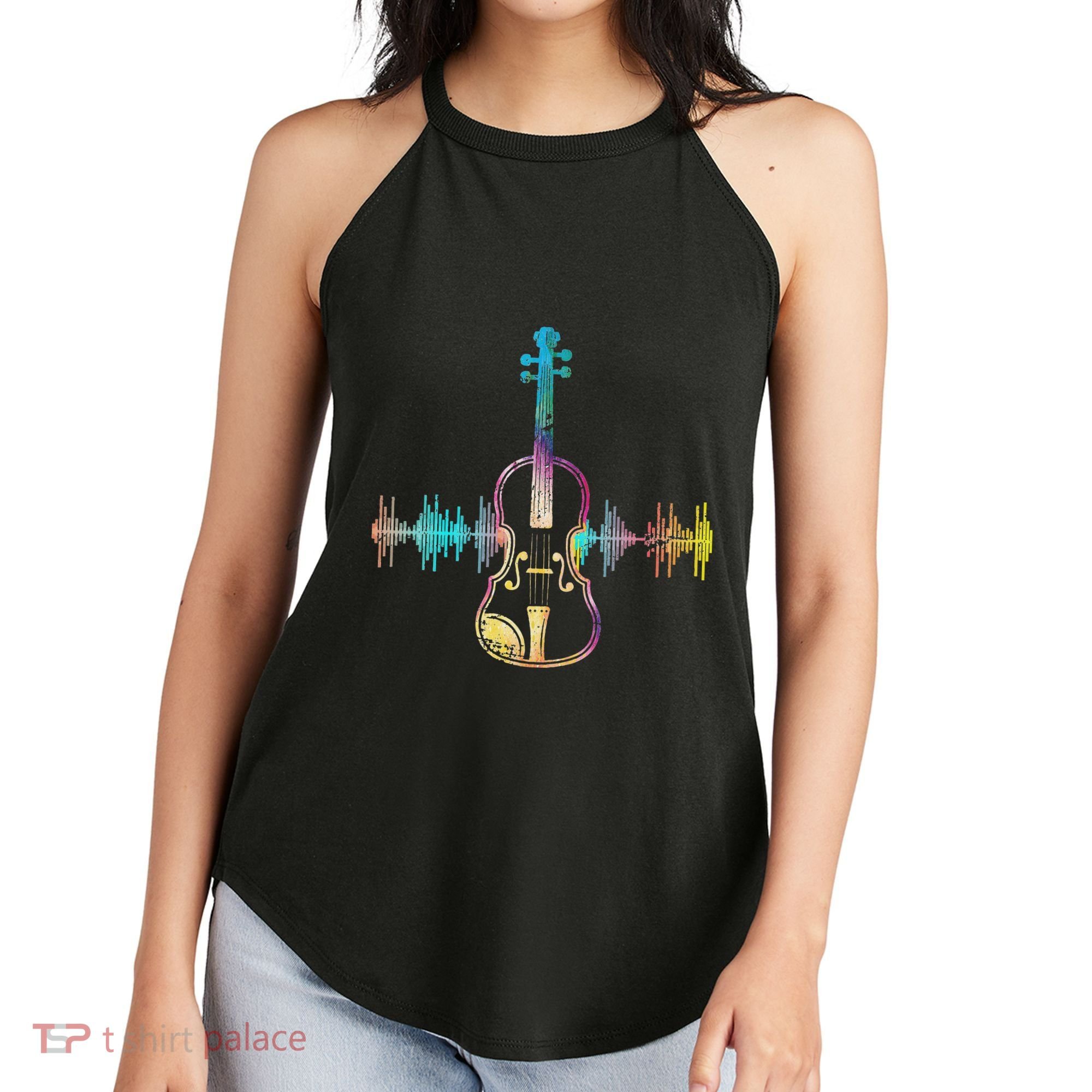 Music Notes Classical Musician Violin Player Gift Violin Women's Perfect Tri Rocker Tank