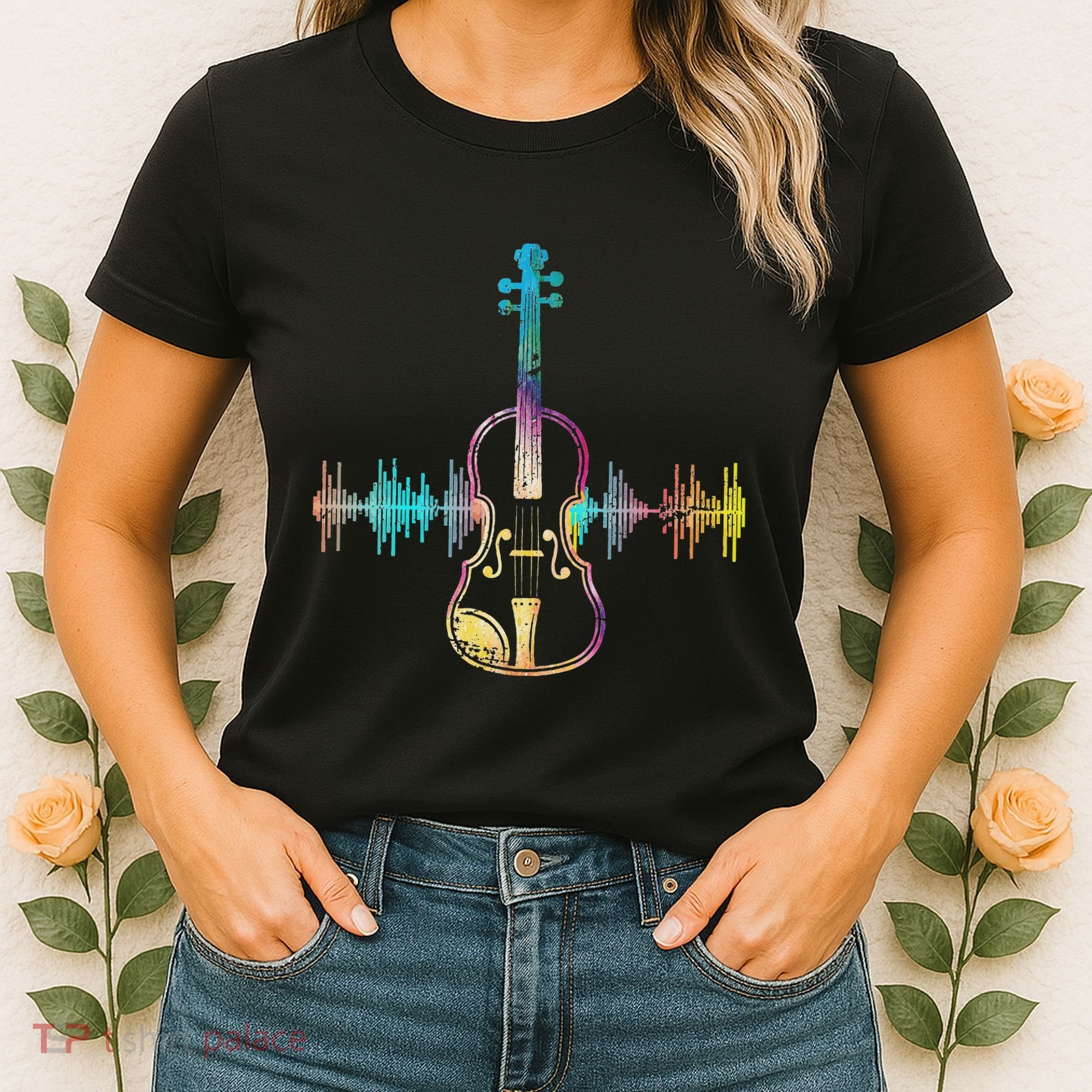 Music Notes Classical Musician Violin Player Gift Violin Women's T-Shirt