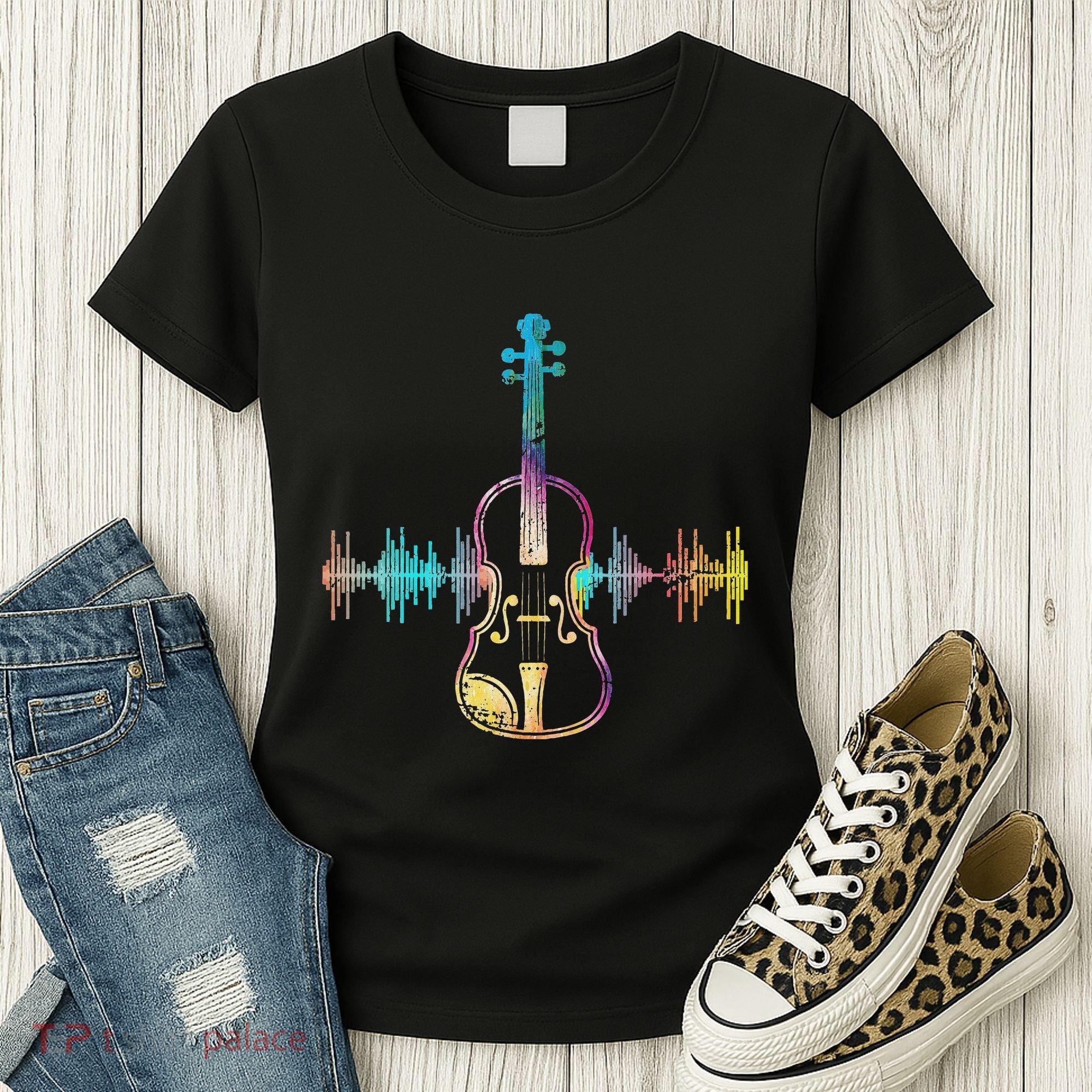 Music Notes Classical Musician Violin Player Gift Violin Women's T-Shirt