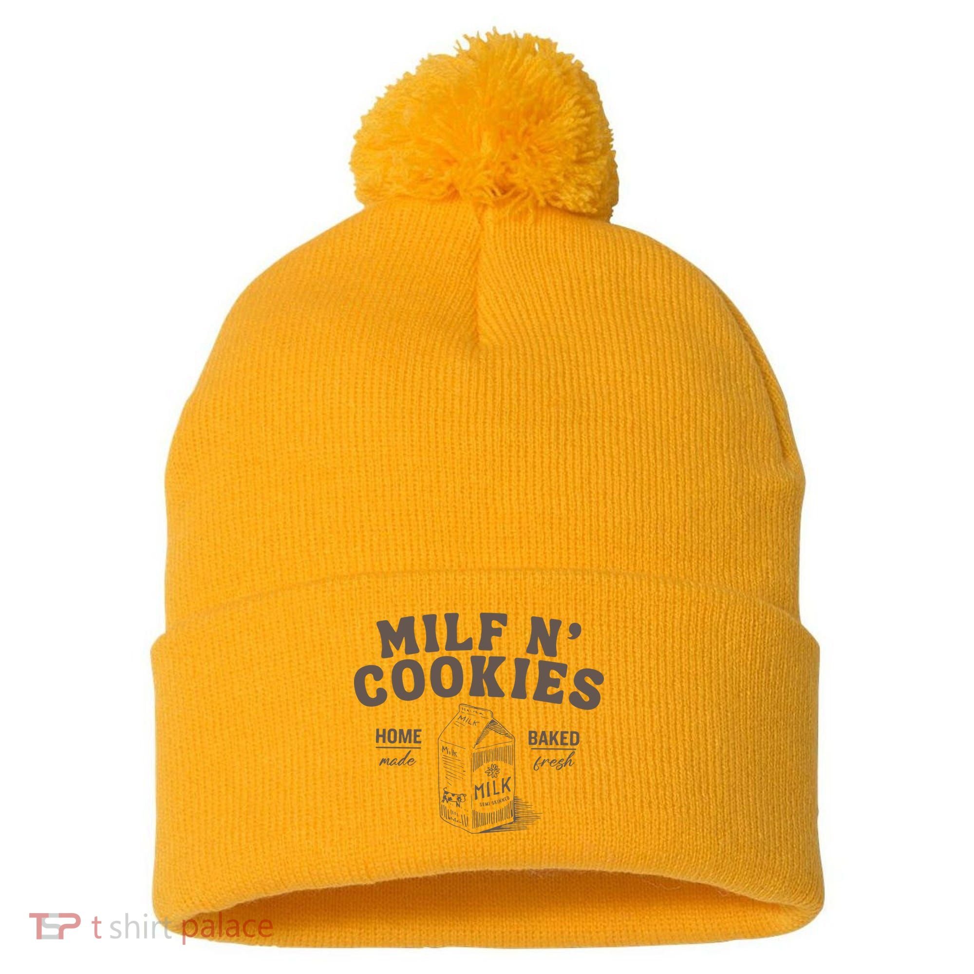 Milf N Cookies Stay At Home Pom Pom 12in Knit Beanie