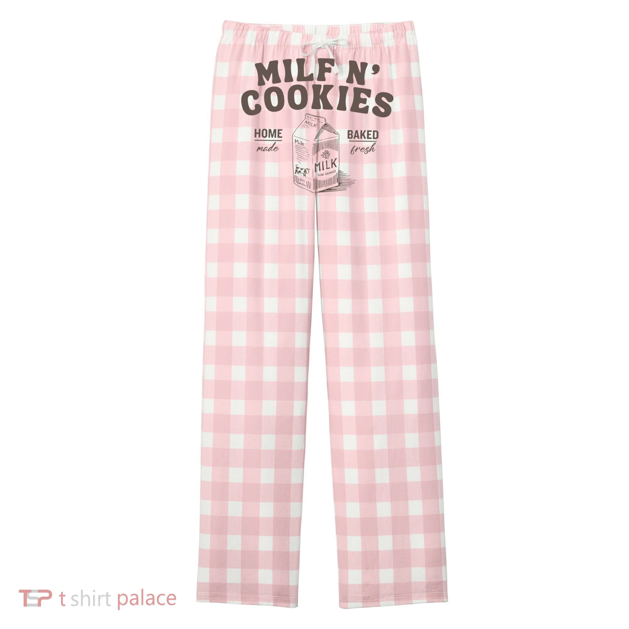 Milf N Cookies Stay At Home Women's Flannel Plaid Pajama Pants
